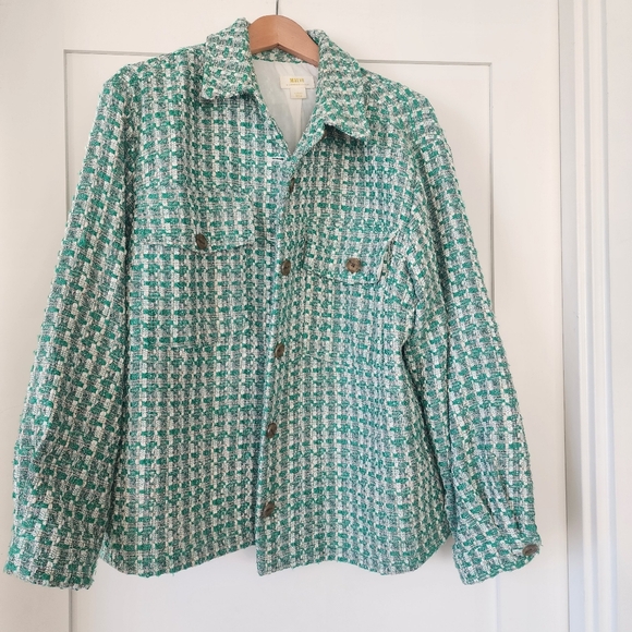 Anthropologue Maeve Tweed Shirt Jacket L - Picture 2 of 14